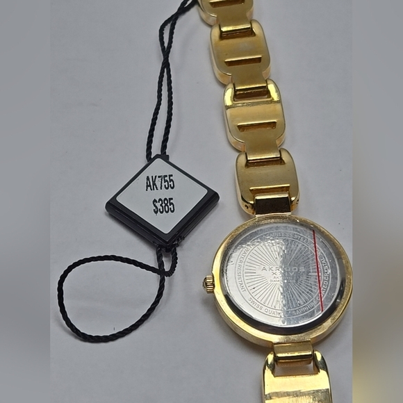 Womens Akribos XXIV Diamond Dial Quartz Gold Tone Watch New Battery AK755YG - Picture 10 of 10